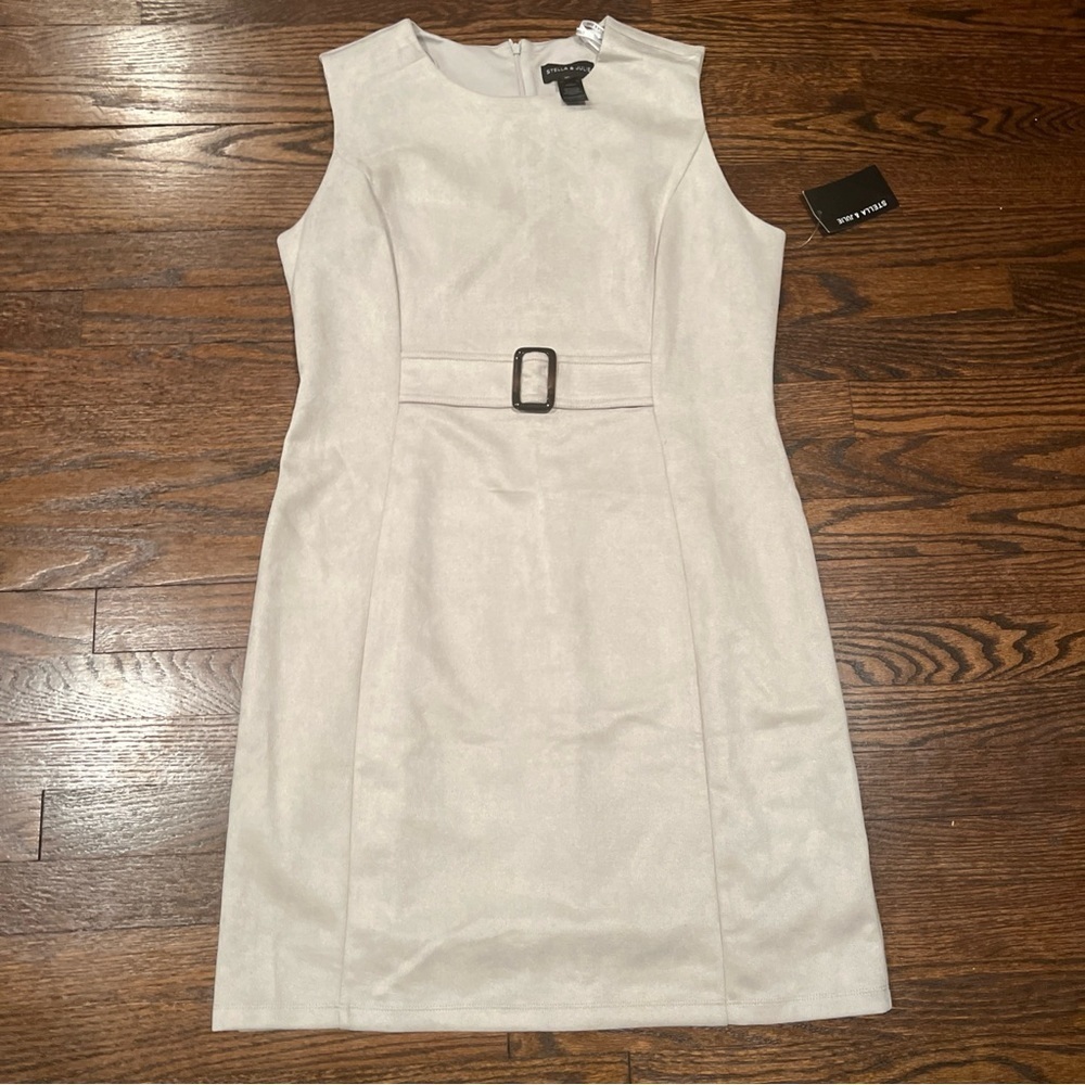 NWT Women Stella & Julie’s Size 14W Solid Stone Sleeveless Midi Dress